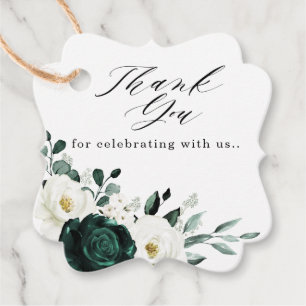 Emerald Greenery Eucalyptus White Floral Wedding Favour Tags