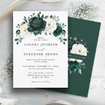 Emerald Greenery Eucalyptus White Floral Wedding   Invitation<br><div class="desc">Elegant Emerald green greenery & ivory white floral botanical wedding Invitation featuring white roses and elegant green watercolor eucalyptus leaves . Please contact me for any help in customisation or if you need any other product with this design.</div>