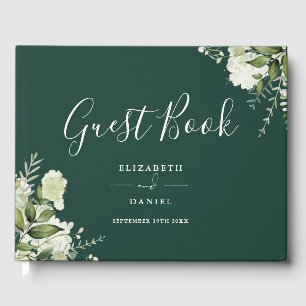 Emerald Greenery Floral Photo Wedding Guest Book