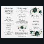 Emerald Greenery Floral Wedding Tri-Fold Program<br><div class="desc">Elegant Emerald green greenery & ivory white floral botanical wedding program card featuring white roses and elegant green watercolor eucalyptus leaves . Please contact me for any help in customisation or if you need any other product with this design.</div>