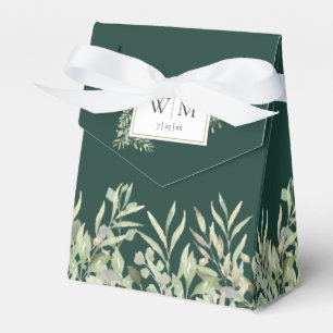 Emerald Greenery Foliage Monogram Wedding Favour Box