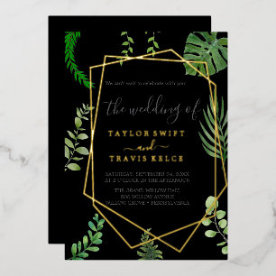 Emerald Greenery Gold Foil Black Casual Wedding