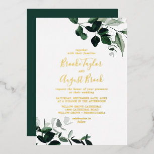 Emerald Greenery Gold Foil Families Wedding