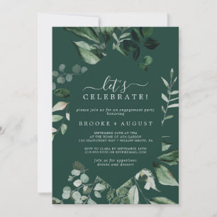 Emerald Greenery   Green Let's Celebrate Invitation