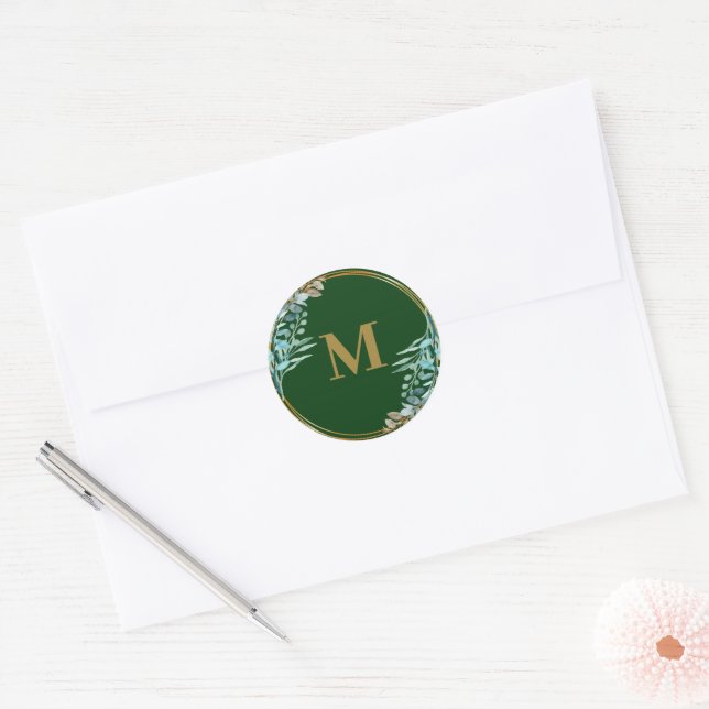 Emerald Greenery | Green Monogram Envelope Seals (Envelope)