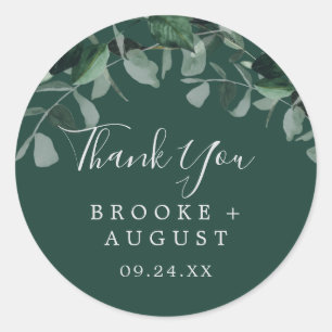 Emerald Greenery   Green Thank You Favour Sticker