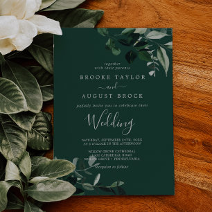 Emerald Greenery Green Wedding Invitation