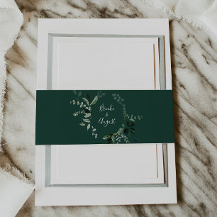 Emerald Greenery Green Wedding Invitation Belly Band