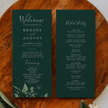Emerald Greenery | Green Wedding Program Programme<br><div class="desc">This emerald greenery green wedding program is perfect for a boho wedding. The elegant yet rustic design features moody dark green watercolor leaves and eucalyptus with a modern bohemian woodland feel. Include the name of the bride and groom, the wedding date and location, thank you message, order of service, bridal...</div>
