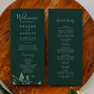 Emerald Greenery   Green Wedding Program Programme