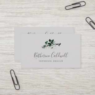 Emerald Greenery   Grey Business Card