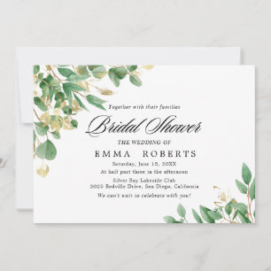 Emerald Greenery Horizontal Bridal Shower Invitation