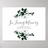 Emerald Greenery In Loving Memory Memorial Sign