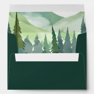 Emerald Greenery Mountain Pine Rustic Wedding Envelope