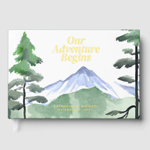 Emerald Greenery Mountain Pine Rustic Wedding  Guest Book