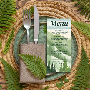 Emerald Greenery Mountain Pine Rustic Wedding Menu