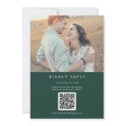 Emerald Greenery Photo QR Code Back Wedding