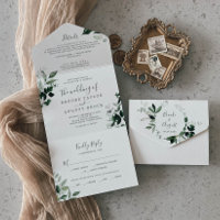 Emerald Greenery Photo Wedding All In One Invitati