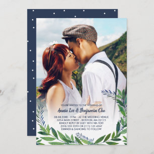 Emerald Greenery Photo Wedding Invitation