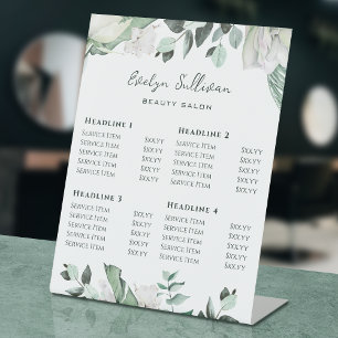 Emerald Greenery Price List Pedestal Sign