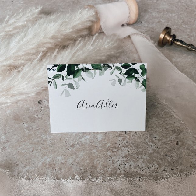 Emerald Greenery Printable Wedding Place Cards (Creator Uploaded)