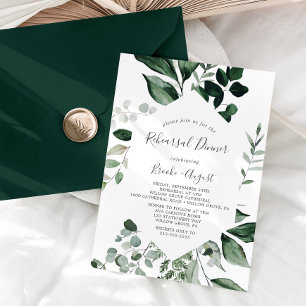 Emerald Greenery Rehearsal Dinner Invitation