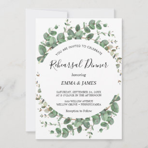 Emerald Greenery Rehearsal Dinner Invitation
