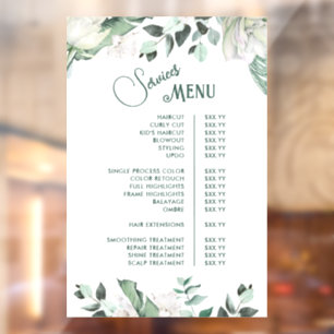 Emerald Greenery Services Menu Window Cling