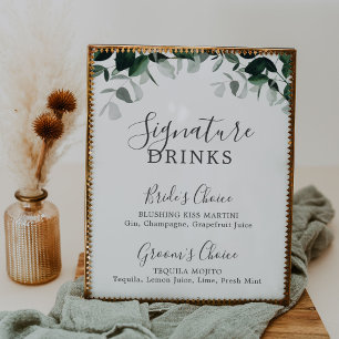 Emerald Greenery Signature Drinks Sign