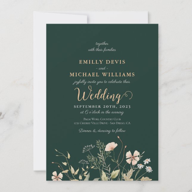 Emerald Greenery Signature Wedding Invitation (Front)