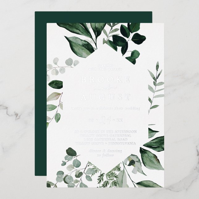Emerald Greenery | Silver Foil All In One Wedding (Front/Back)