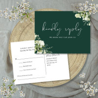 Emerald Greenery Song Request RSVP Postcard