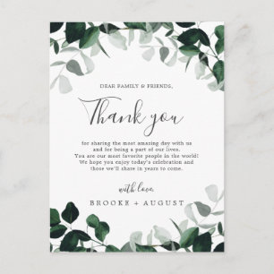 Emerald Greenery Thank You Reception Card