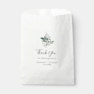 Emerald Greenery Thank You Wedding Favour Bags