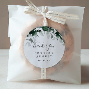 Emerald Greenery Thank You Wedding Favour Sticker