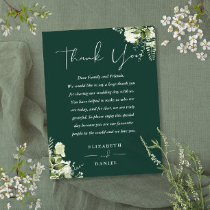 Emerald Greenery Thank You Wedding Place Card