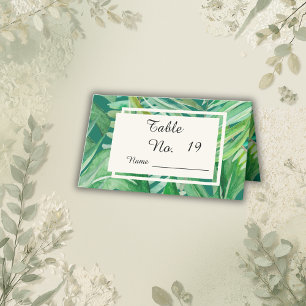 emerald greenery tropical wedding place card