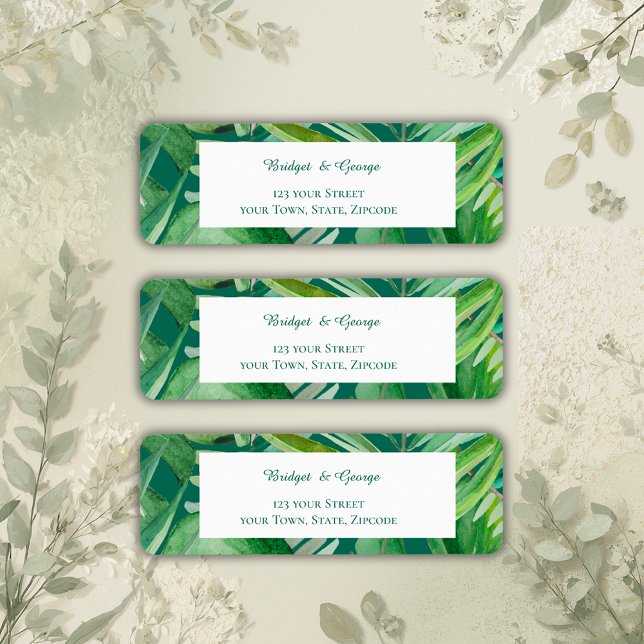 emerald greenery tropical wedding return adress  (Creator Uploaded)