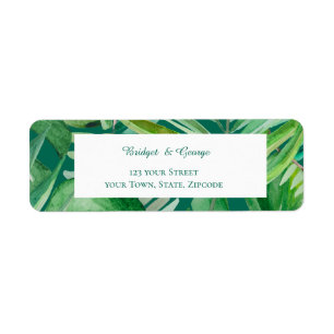 emerald greenery tropical wedding return adress