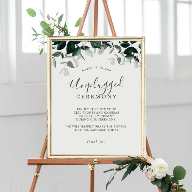 Emerald Greenery Unplugged Ceremony Sign (Creator Uploaded)