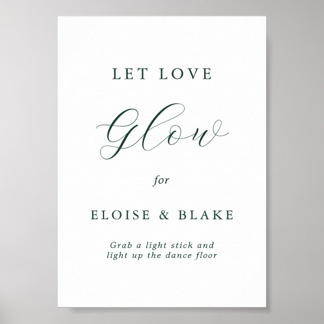 Emerald Greenery Vintage Botanical Let Love Glow Poster (Front)
