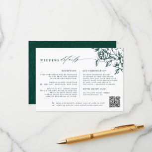 Emerald Greenery Vintage Botanical Wedding Details Enclosure Card
