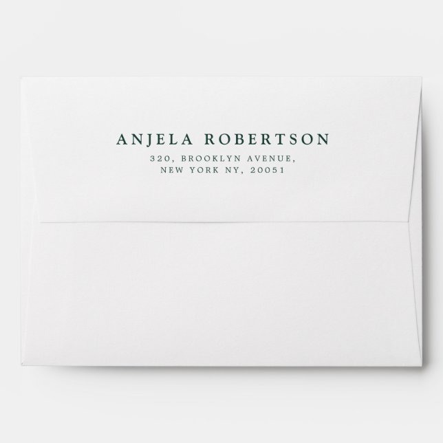 Emerald Greenery Vintage Botanical Wedding Envelope (Back (Top Flap))