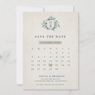 Emerald Greenery Vintage Botanical Wedding Save The Date