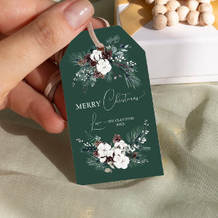 Emerald Greenery Vintage Merry Christmas Gift Tags