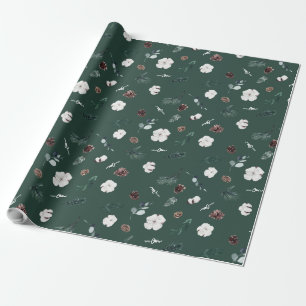 Emerald Greenery Vintage Merry Christmas Wrapping Paper