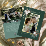 Emerald Greenery Vintage Merry Married Portrait Foil Holiday Card<br><div class="desc">Welcome to our enchanting Emerald Greenery Vintage Merry Married Portrait Foil Holiday Card design, where vintage charm meets modern elegance. This design features intricate watercolor greenery and subtly elegant calligraphy with simple typography, capturing the essence of traditional cosiness and rustic cottage core. With a touch of retro flair and a...</div>