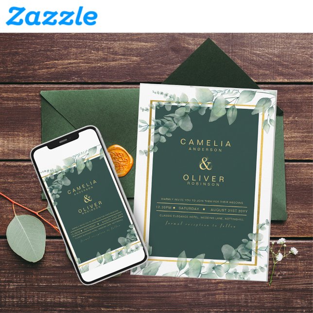 Emerald Greenery Wedding Botanical Nature Invites (Creator Uploaded)