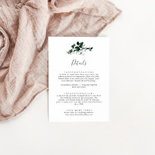 Emerald Greenery Wedding Details Enclosure Card