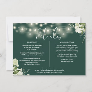 Emerald Greenery Wedding Details Information Invitation